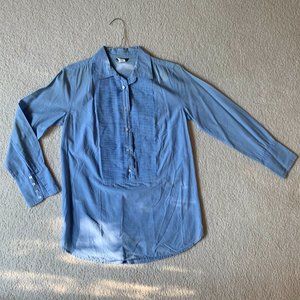 J. Crew Blue Cotton Tuxedo Style Tunic Dress